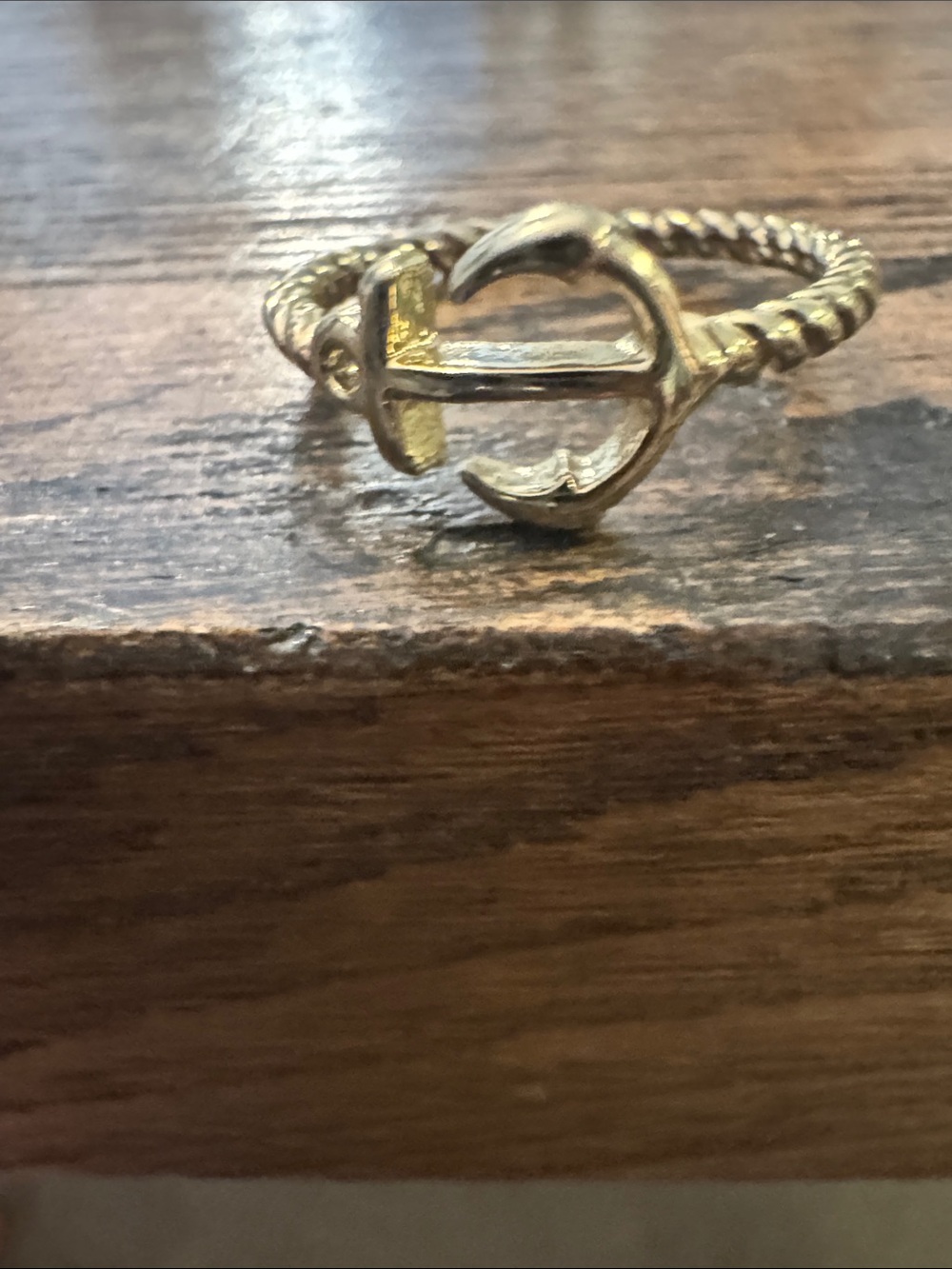 Twisted Rope Band Ring with Knot Accent - Gold Tone